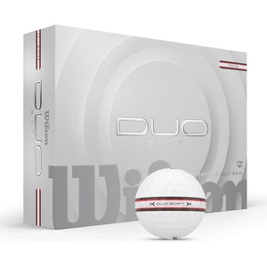 image:imageWILSON 2025 Duo Soft Golf Balls  12 BallsWhiteRed Stripe