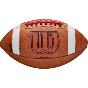 image:imageWILSON GST Leather Game Footballs  Multiple Sizes  SylesBrownRed