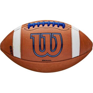 image:imageWILSON GST Leather Game Footballs  Multiple Sizes  SylesBrownRoyal Blue