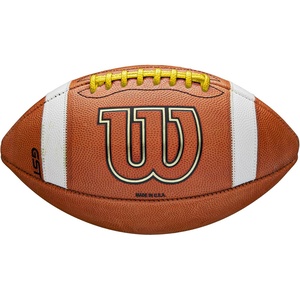 image:imageWILSON GST Leather Game Footballs  Multiple Sizes  SylesBrownYellow