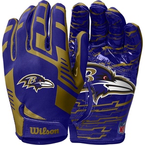image:imageWilson NFL Stretch Fit Football Gloves  Youth and Adult SizesBaltimore Ravens