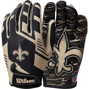 image:imageWilson NFL Stretch Fit Football Gloves  Youth and Adult SizesNew Orleans Saints