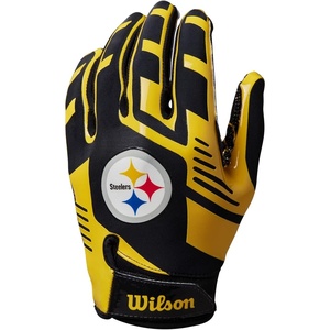 image:imageWilson NFL Stretch Fit Football Gloves  Youth and Adult SizesPittsburgh Steelers
