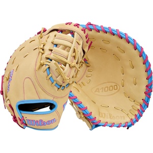 image:imageWilson  A1000  Adult  Youth Baseball Glove  Mitt  Sizes 11  125  Right  Left Hand Throw  Multiple StylesBlondeCool BlueFlamingo Pink
